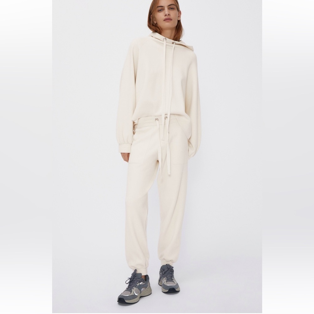 Zara White Knit Hoodie And Jogging Pants Size M 6873/121 & 6873/122